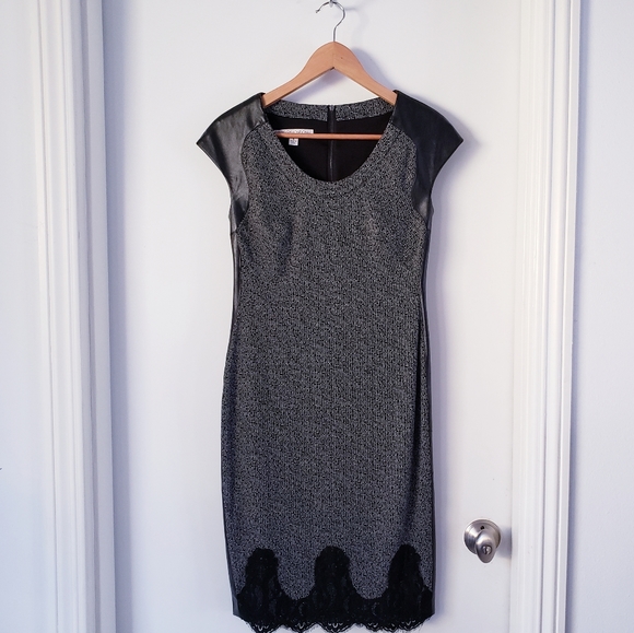 Maggy London Dresses & Skirts - Maggy London Black Faux Leather Trim Dress Sz 4